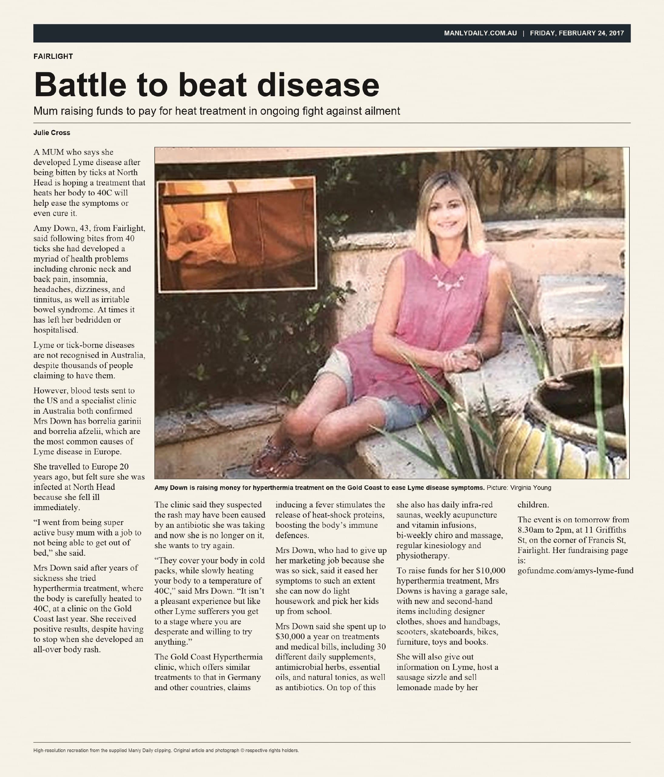 Manly Daily 2017 Lyme Disease